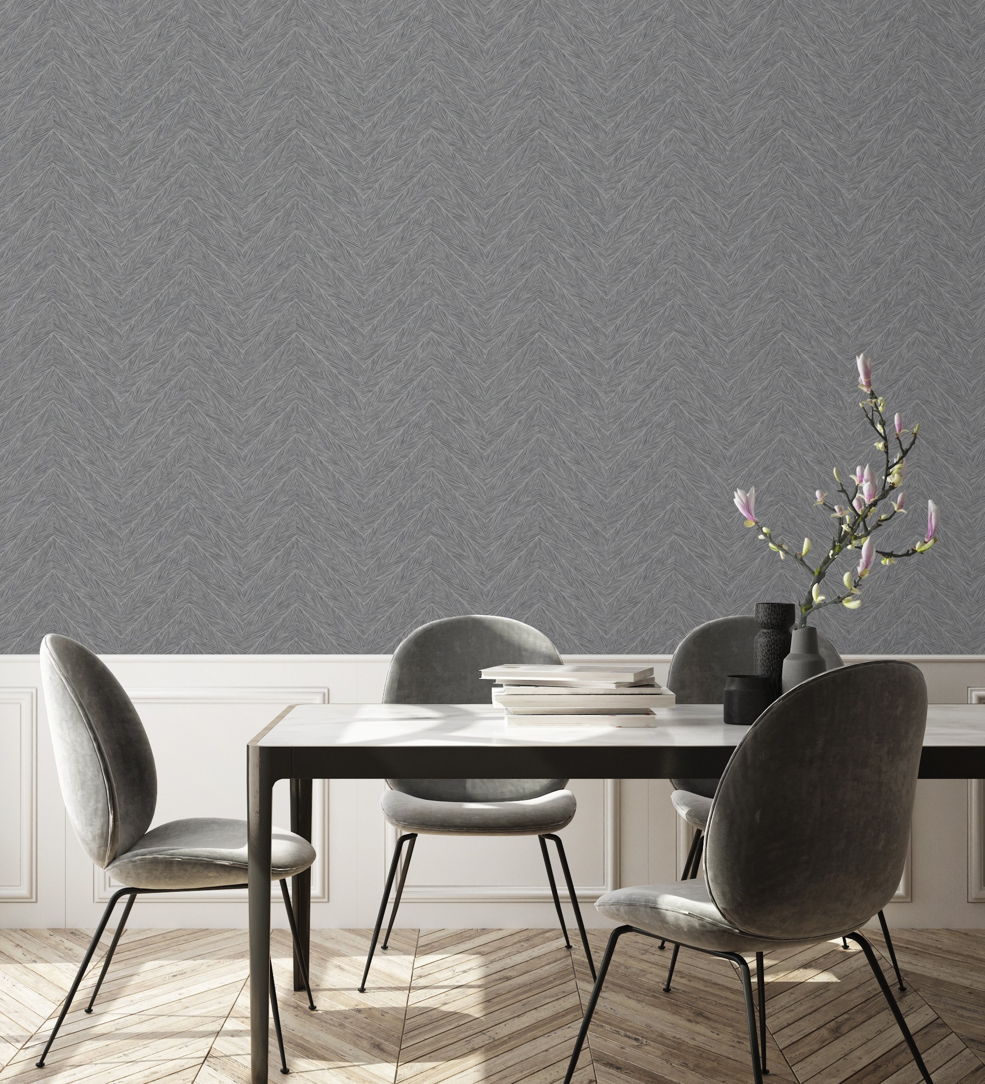 Papel pintado vinílico lavable de espigas en relieve con efecto nacarado - dethon spike 681645 de gaulan - rollo de 10 m x 1,06 m
