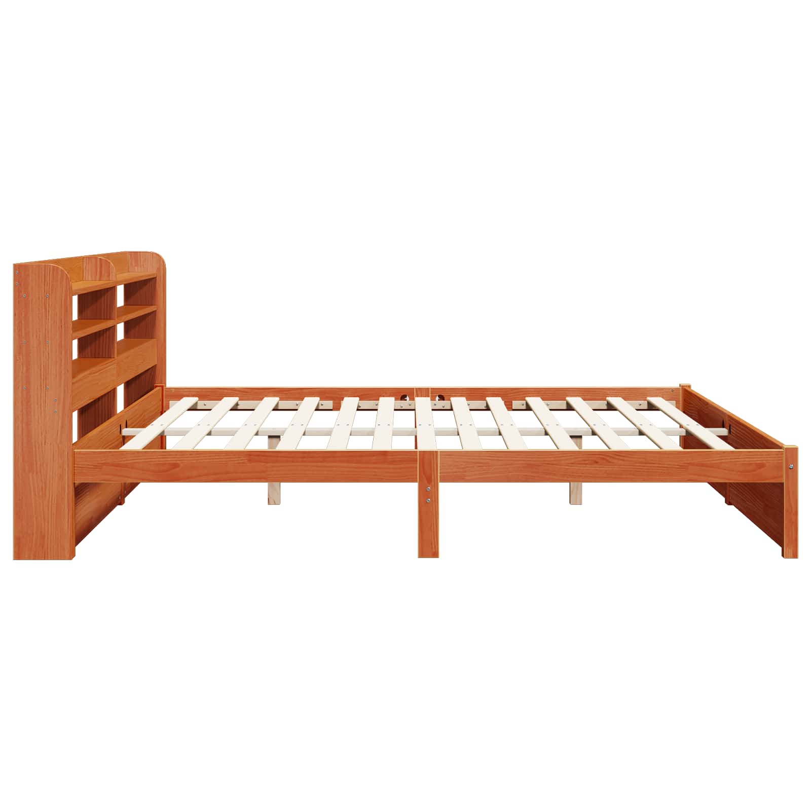 Cadre de lit marron en bois de pin massif, pour la chambre, 180 × 200 cm - 7