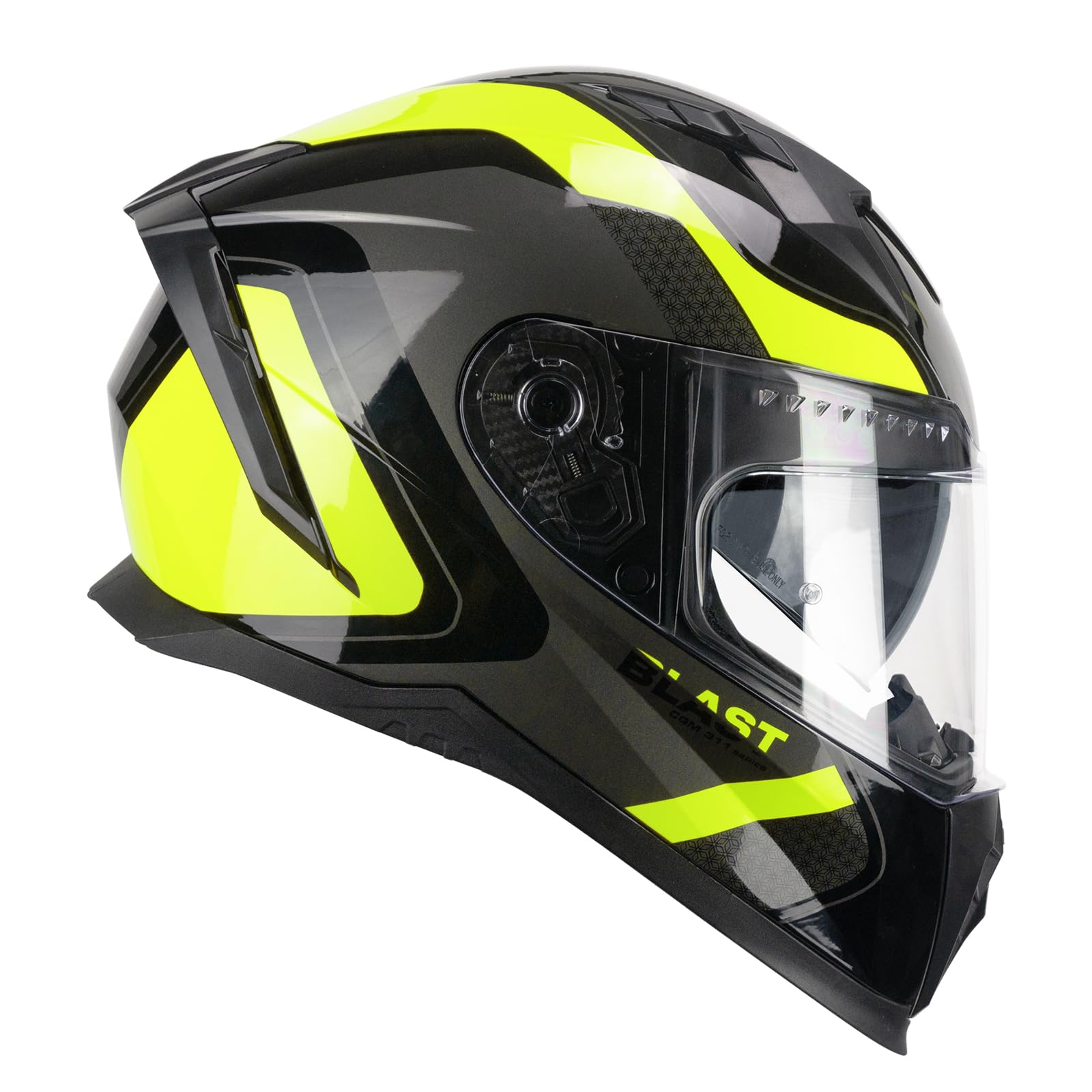 CGM Casco integrale, 311R BLAST RACE Nero Giallo fluo, S (55-56cm ...