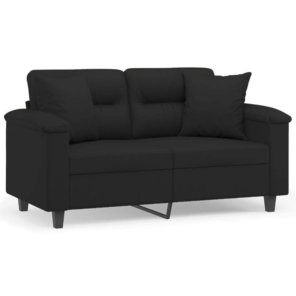 Sofá de 2 plazas | sofá de salón | sofá de descanso con cojines tela de microfibra negro 120 cm cfw71664