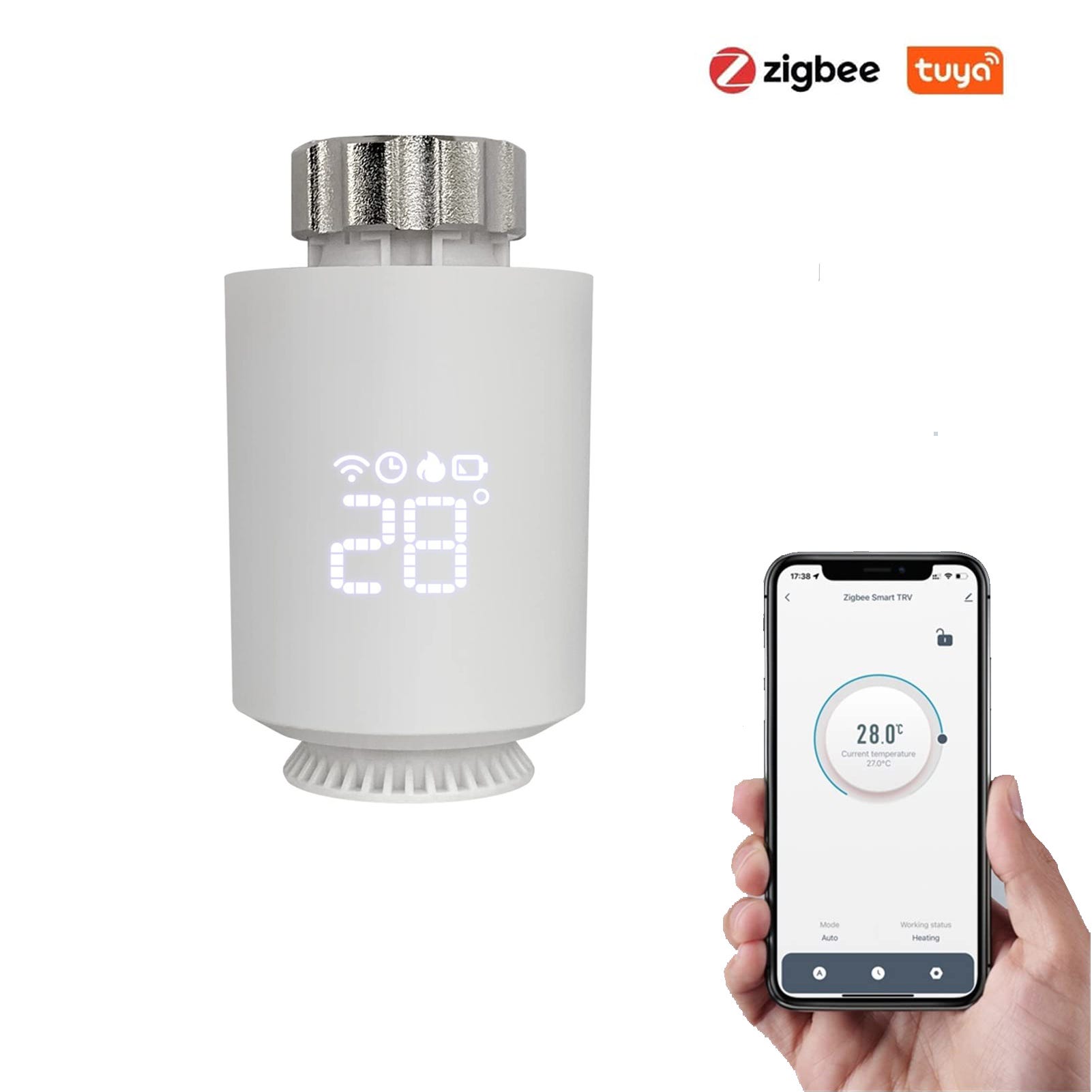 Termostato inteligente Zigbee para radiador, termostato digital