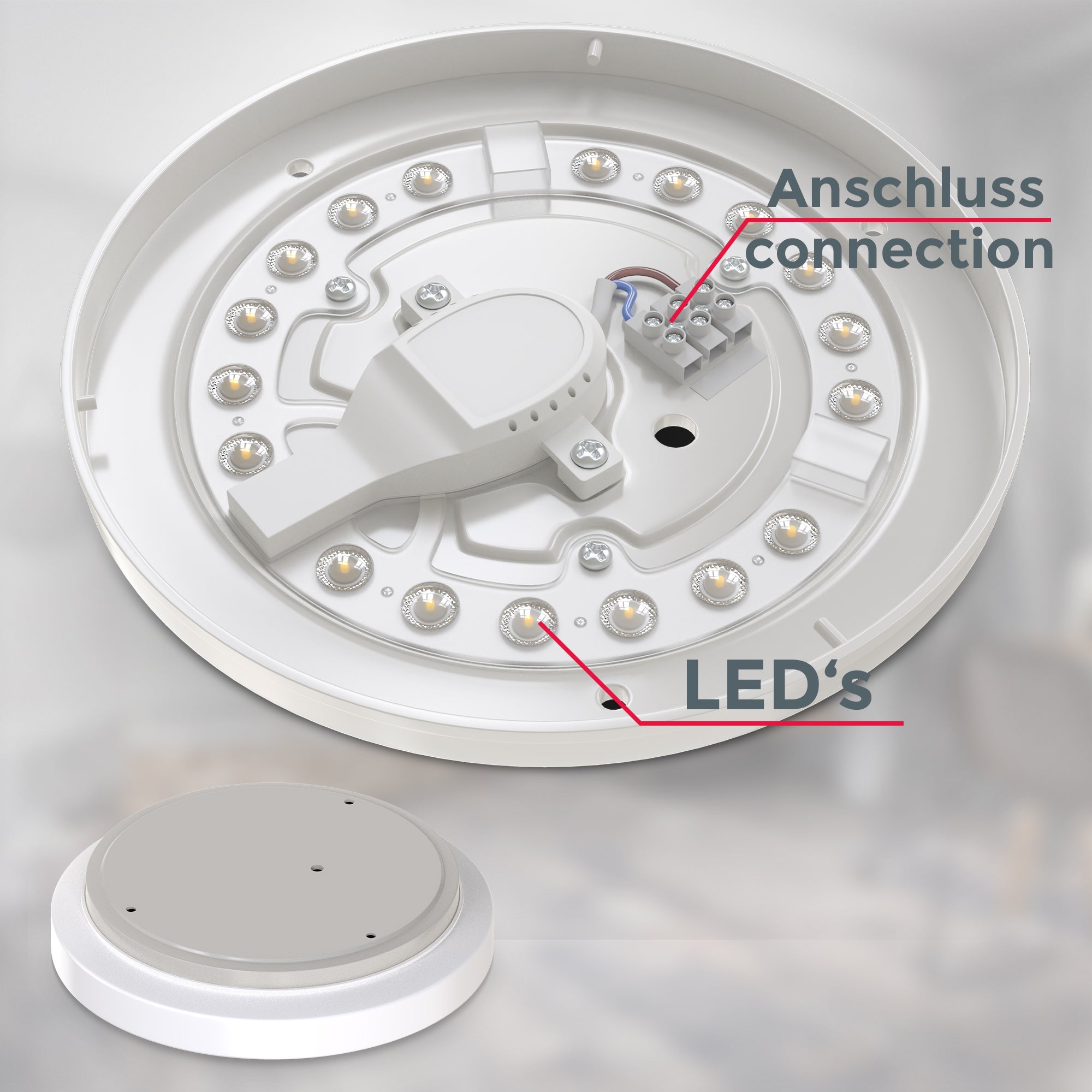 Plafonnier LED salle de bain - IP44 - D.220 mm - Blanc - Blanc neutre 4000K - 10W / 1100lm - B.K.Licht - 6