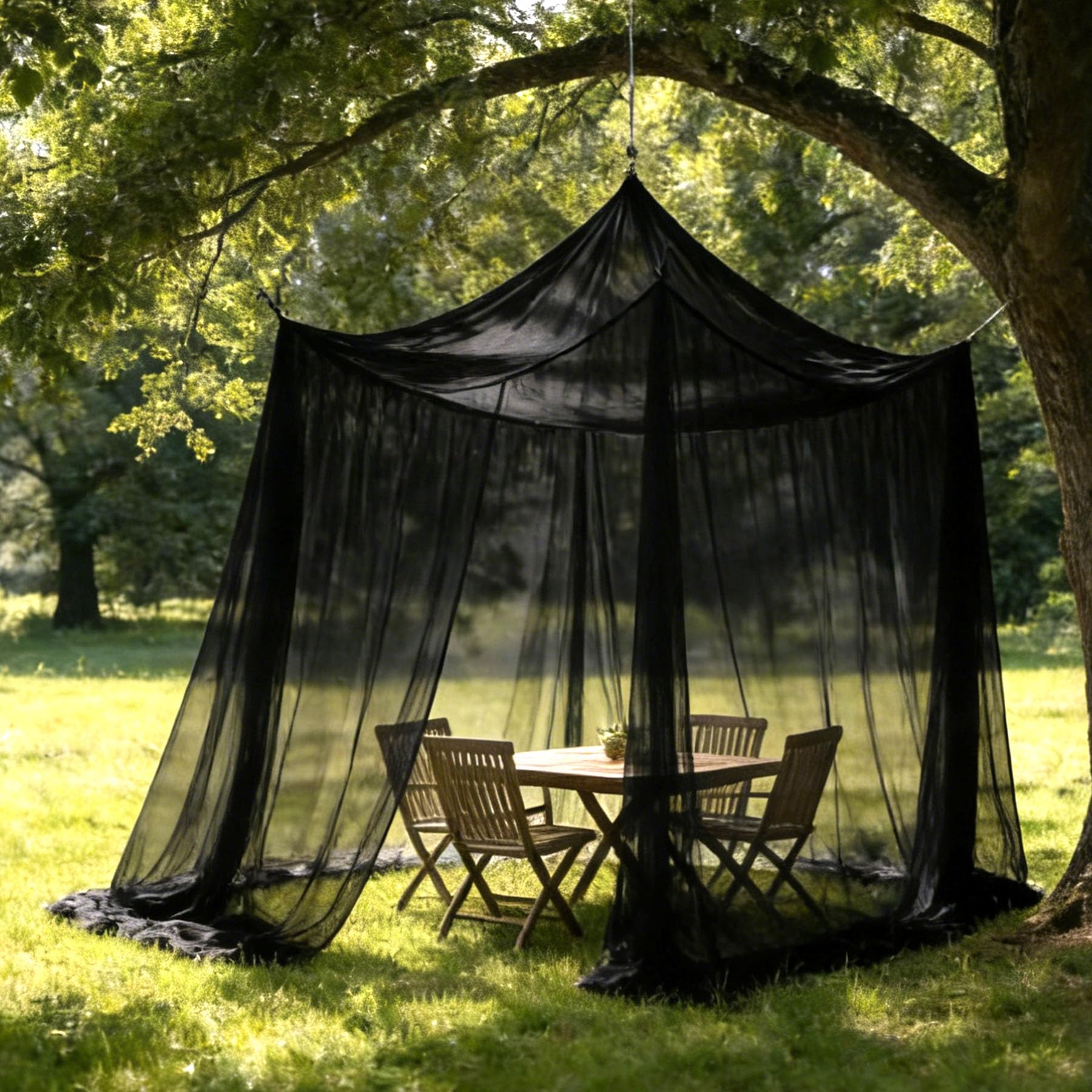 Moustiquaire pour extérieurs,300x300x250 cm,protection contre les insectes pour tonnelle,jardin,terrasse,maille 220,maille fine avec 1 porte (noir) - 6