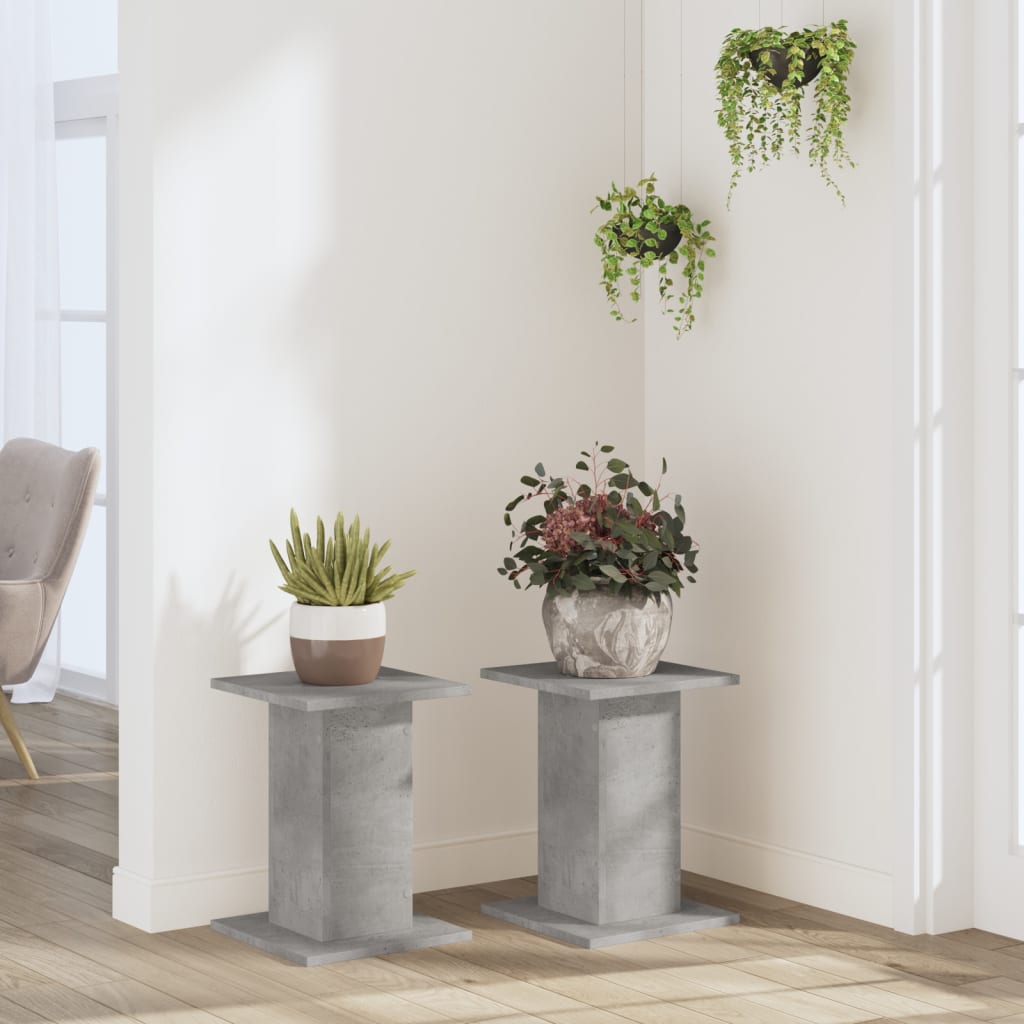 Supports pour plantes 2 pcs gris béton bois d'ingénierie - 3