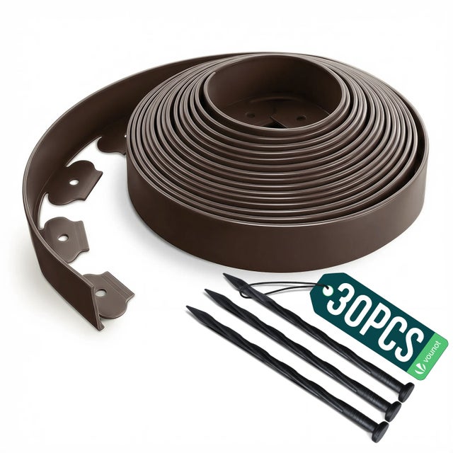 Bordure de jardin flexible plastique 10m avec 30 piquets marron - hauteur 5cm - epaisseur 4mm - VOUNOT®