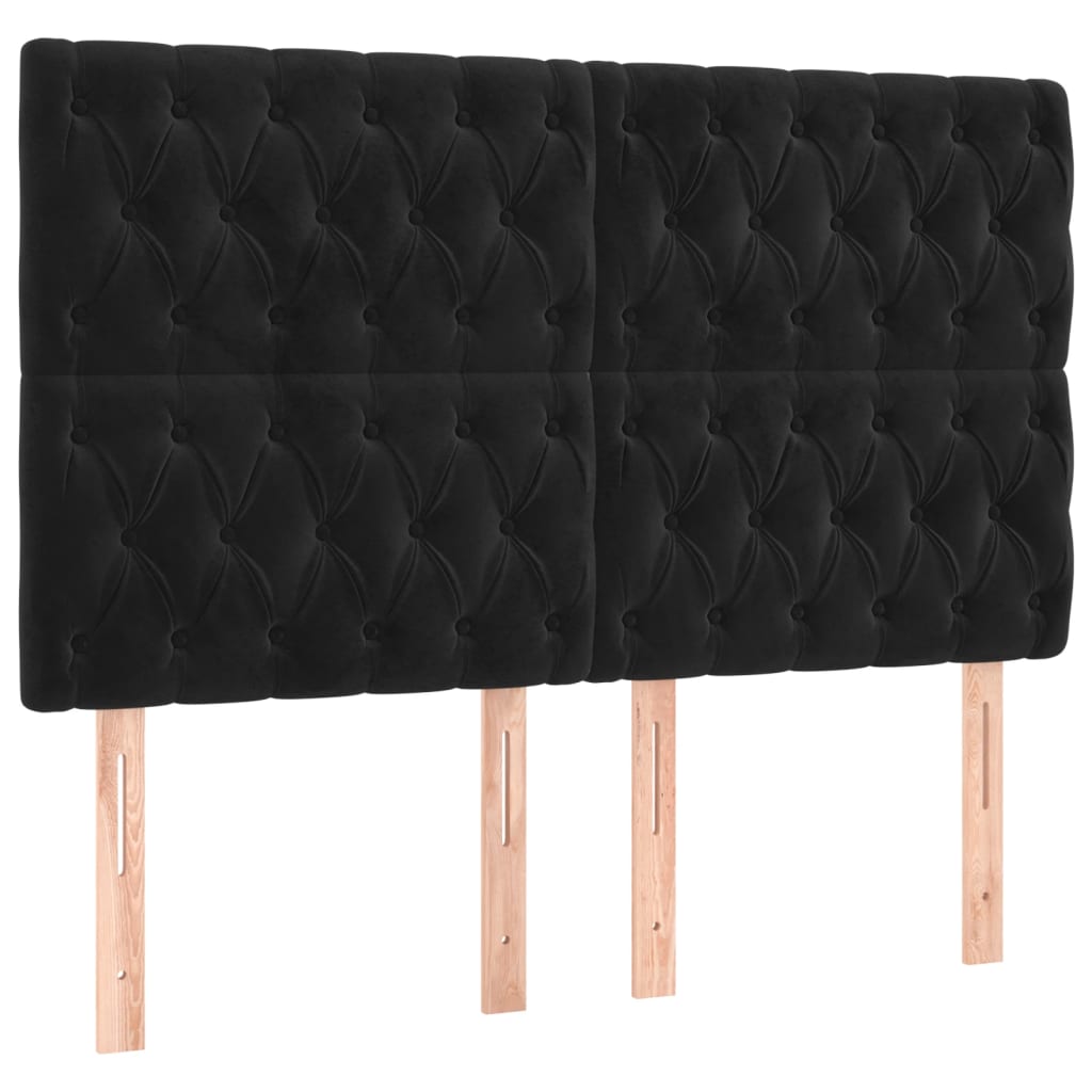 Cadre de lit sans matelas, velours noir, pour la chambre, 160 × 200 cm - 8
