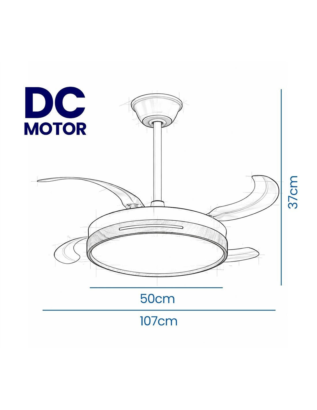 JARDIN202 - Ventilador de Techo con 4 Aspas Retráctiles, Motor DC, Wifi, Tuya App, Luz LED Regulable, 6 Velocidades | 50 cm (Conil Wifi Plata) - 5