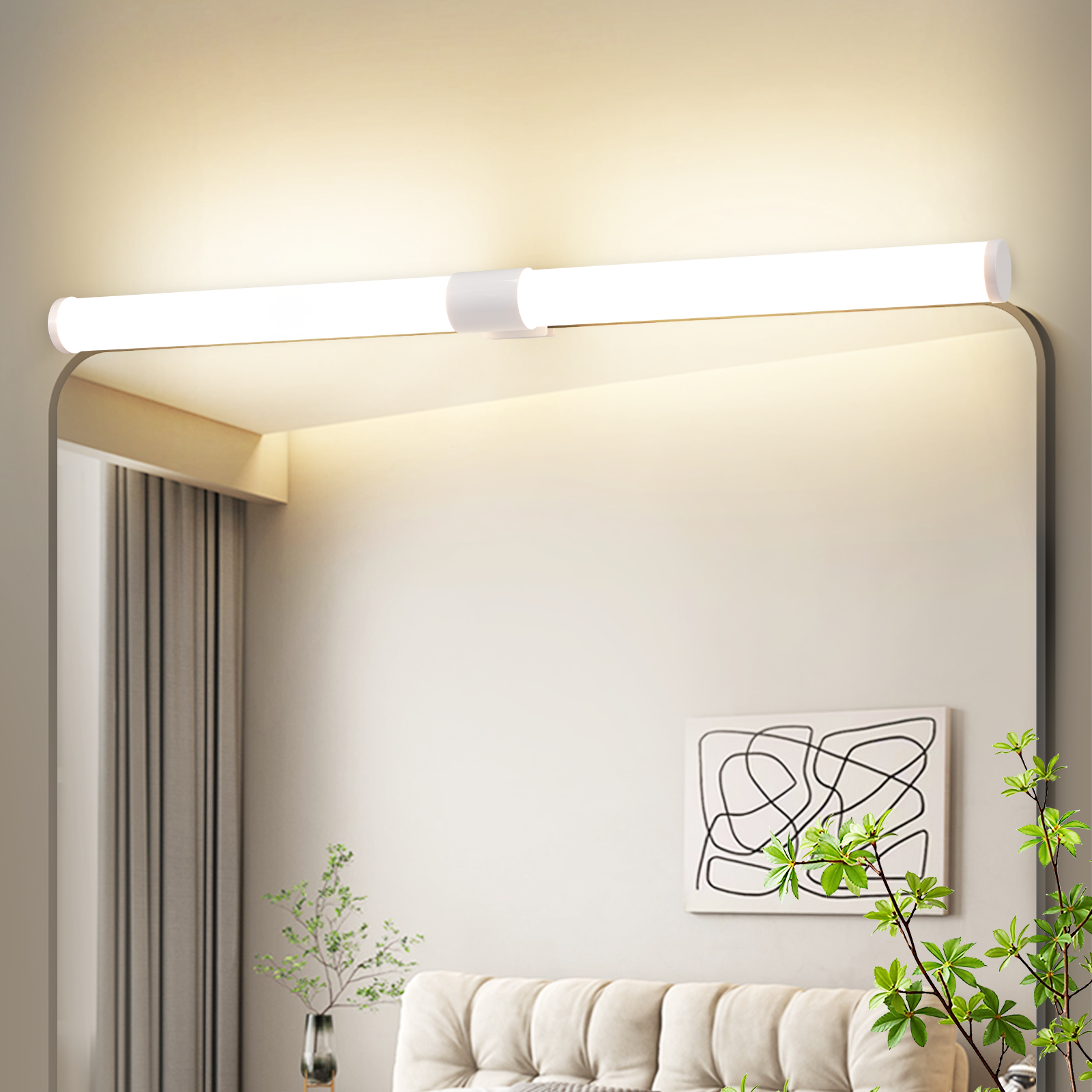 ZMH Białe lustro łazienkowe LED – 8W 4000K 60cm