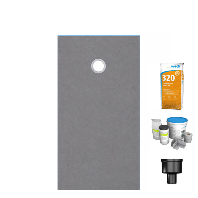 Wedi  Plato De Ducha De Ducha A Baldosas 180 X 90 Fondo Primo Rectángulo Extremadamente Flujo + Disparo Vertical + Kit De Sellado + Pegamento 320 Azul , Leroy Merlin