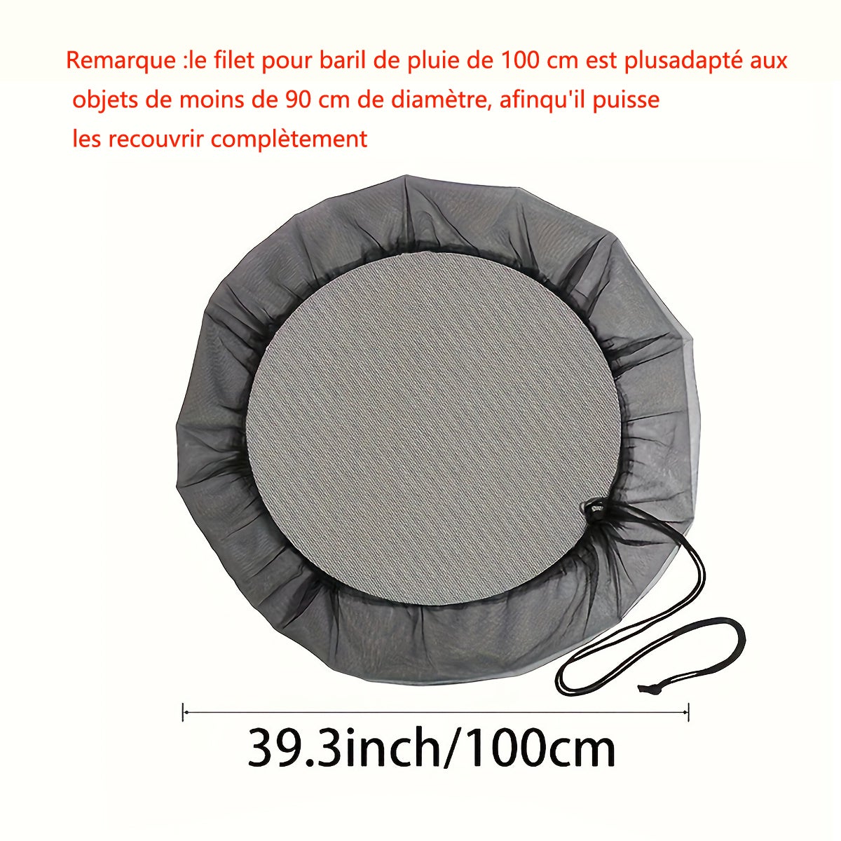 Copertura a rete per secchio per la raccolta dell'acqua, protezione a rete, regolabile, con coulisse, per giardino, serbatoio dell'acqua, strumento per la raccolta della pioggia (95 cm