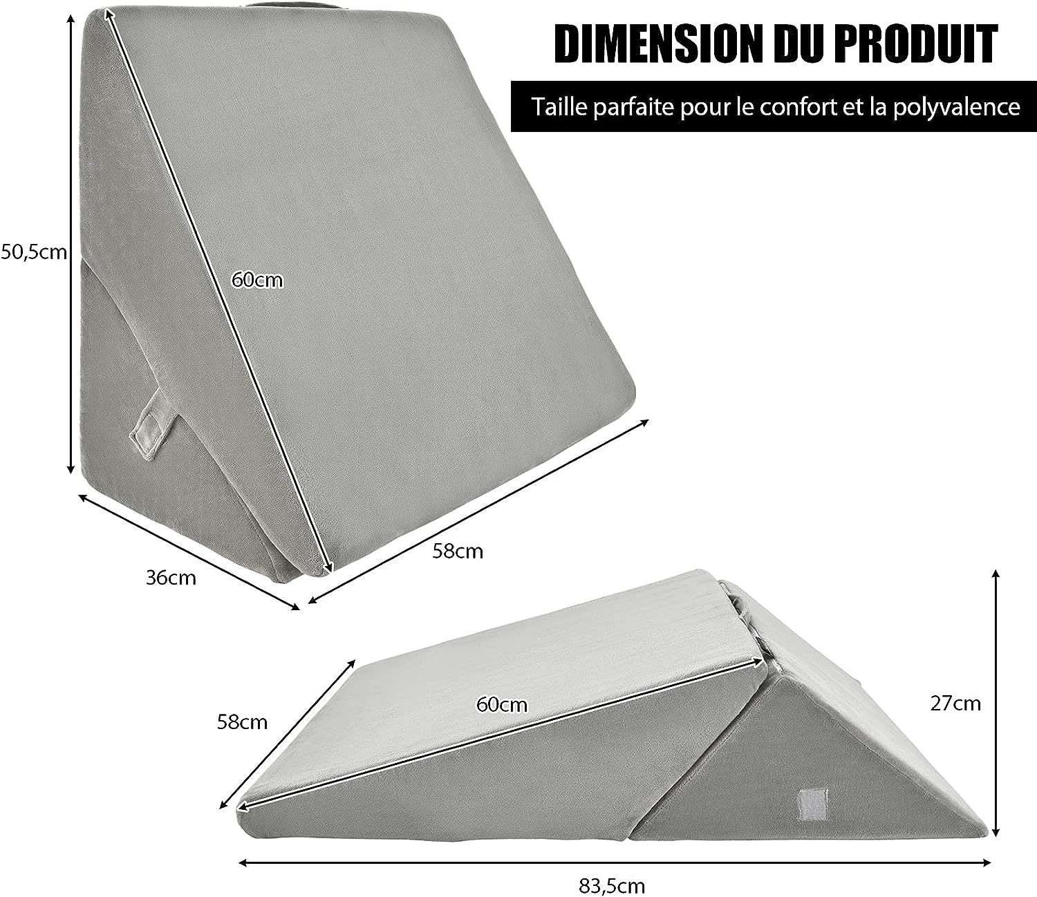 Coussin de Calage Thérapeutique Triangulaire Oreiller Anti-Stress ,Genoux Gris - 5