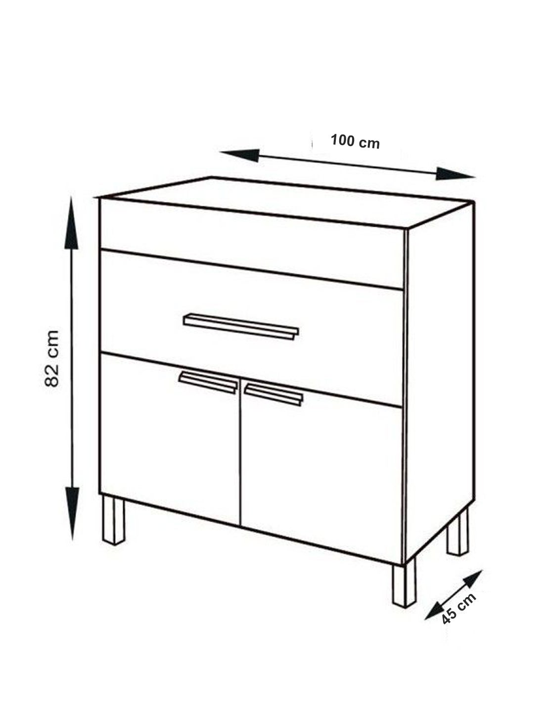 Mueble de salle de bain Bahia avec 2 portes et 1 tiroir avec meubles, lavabo et miroir - Sable 100x45Cm - 2
