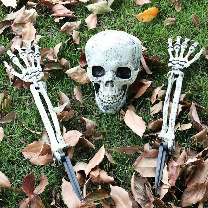 Décoration Halloween Squelette Lumineux - Crâne + Bras Avec Lumières - Pour Intérieur Et Extérieur