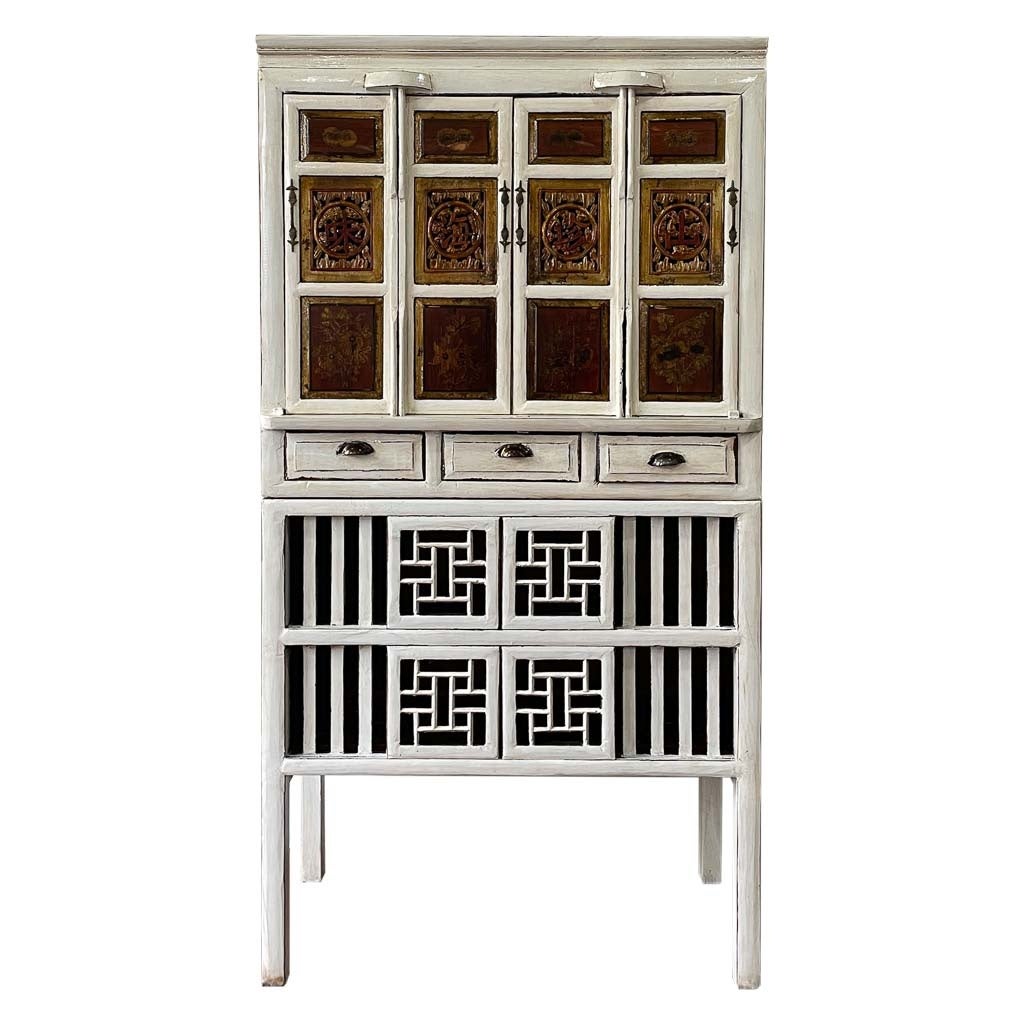 Armadio in legno bianco fatto a mano 96x42x175h cm - 2