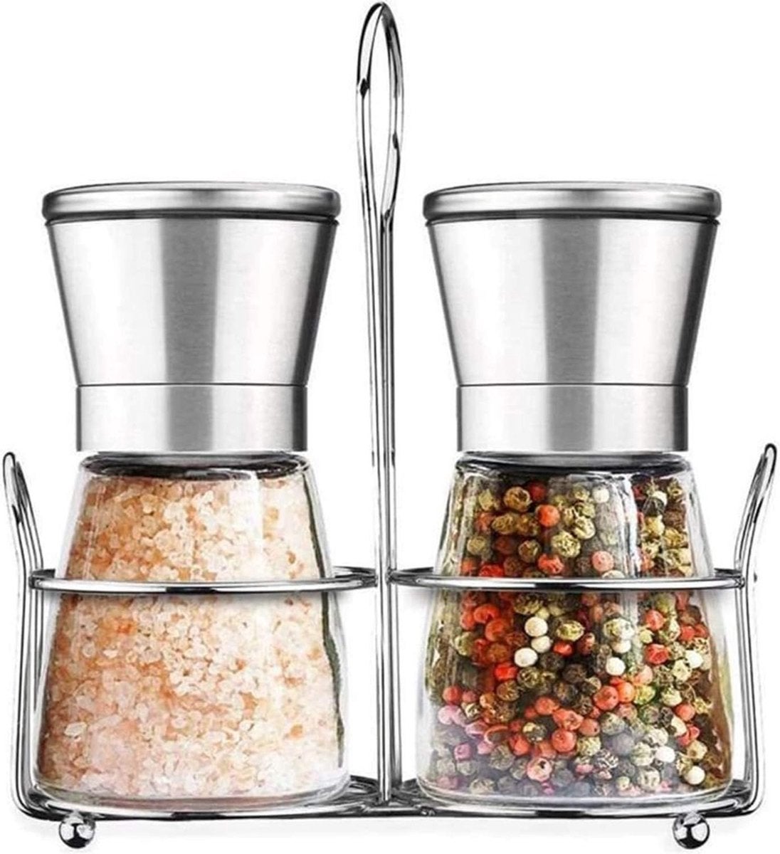 Zestaw młynków do soli i pieprzu, młynek do pieprzu, młynek do soli, regulowany młynek do ziół i przypraw, stal nierdzewna