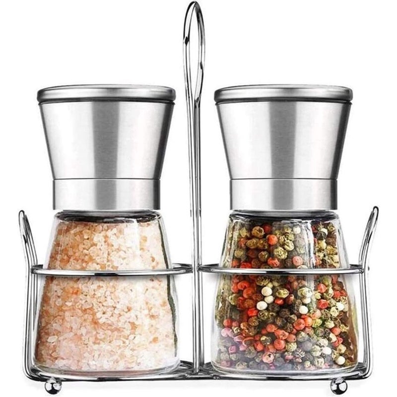 Zestaw młynków do soli i pieprzu, młynek do pieprzu, młynek do soli, regulowany młynek do ziół i przypraw, stal nierdzewna