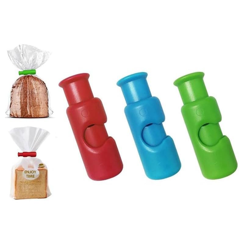 Klipsy do toreb, czerwone, niebieskie, zielone, 6x2,3x1,8 cm, zestaw 3 sztuk, wielokrotnego użytku klipsy do toreb na zakupy, klipsy do pieczywa.