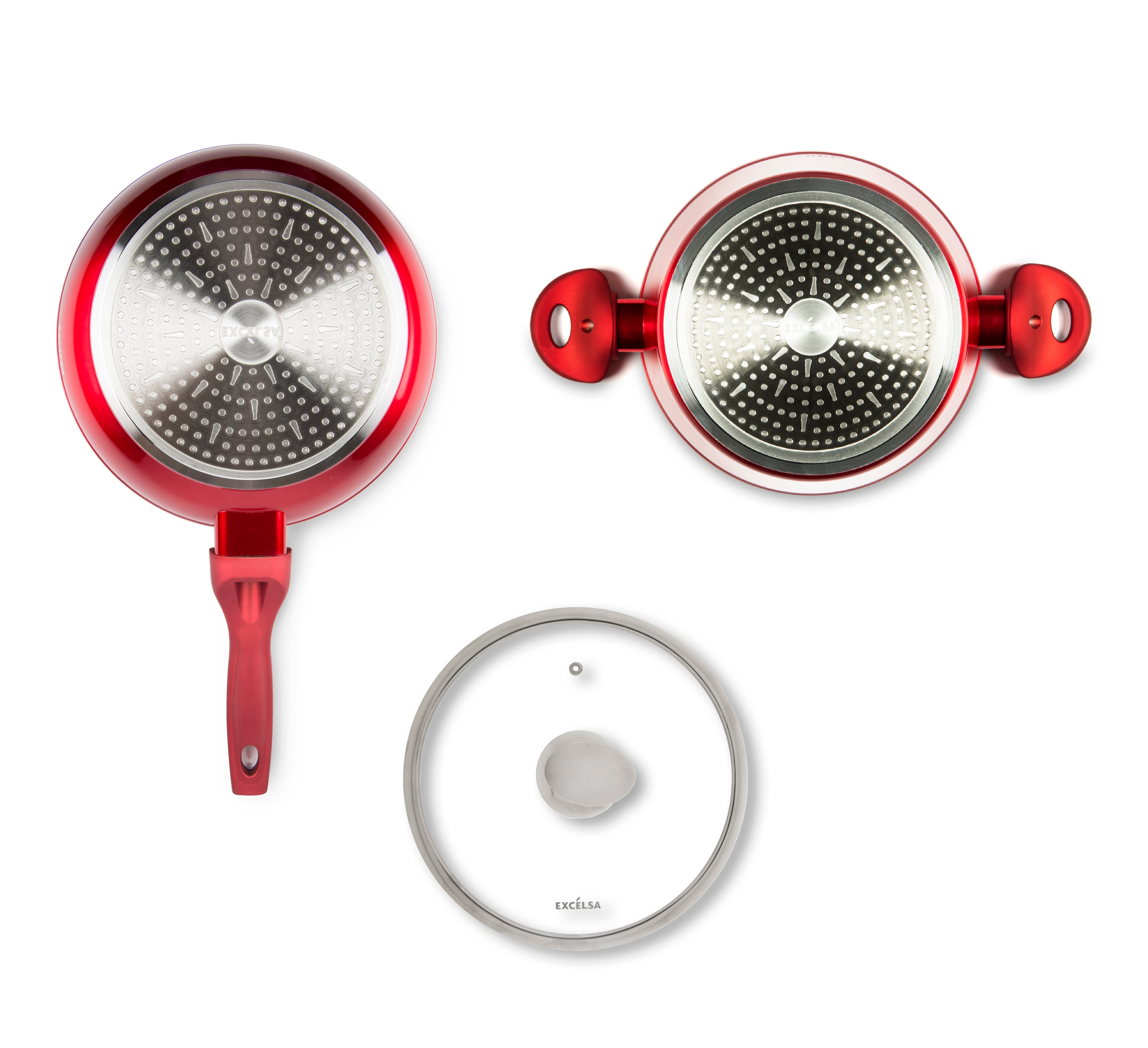 Padella Saltapasta Excelsia Phoenix 26 Cm In Alluminio Antiaderente 5 Strati - Per Tutti I Piani Cottura, Compresa Induzione (Colore Rosso) - 13