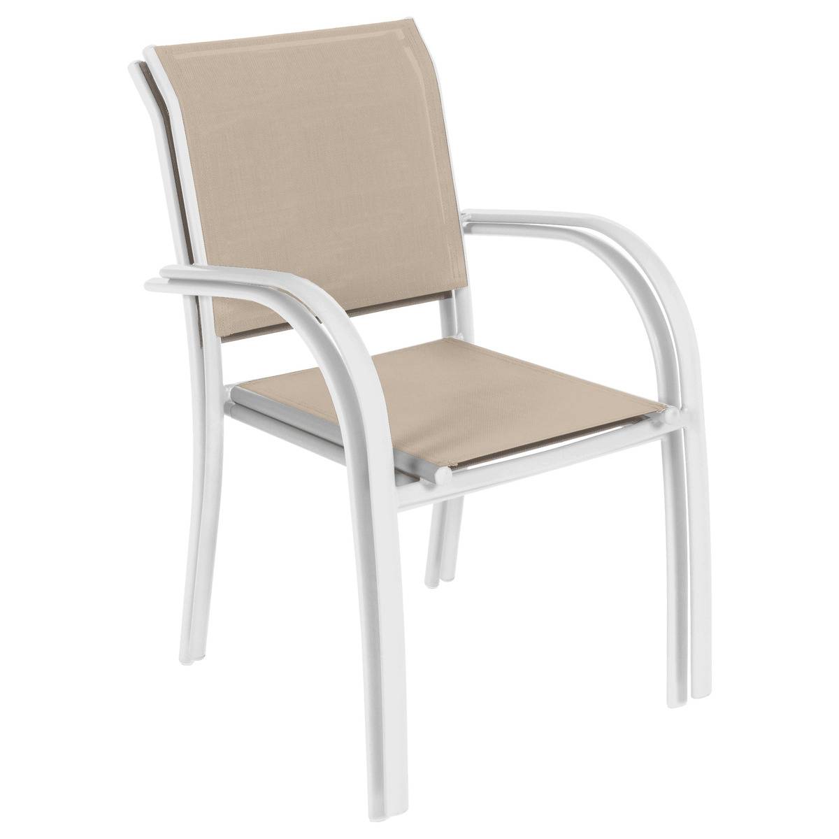 Fauteuil de jardin empilable Piazza Lin & Blanc - Hespéride - 3