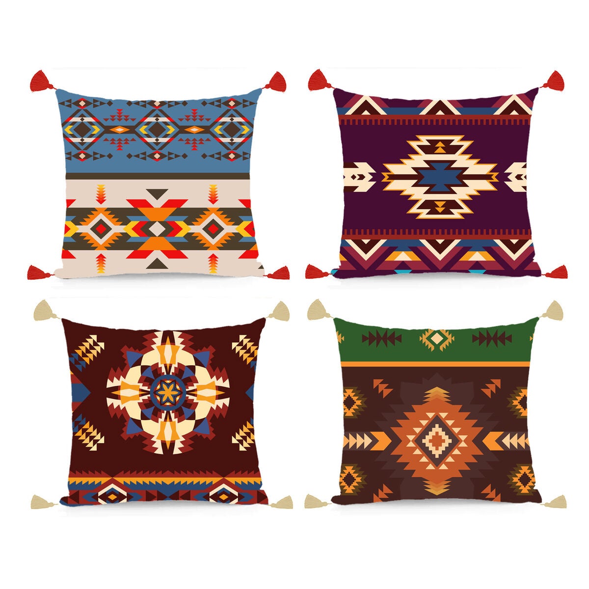Cojín dkd home decor poliéster multicolor ikat (45 x 10 x 45 cm) (4 unidades)