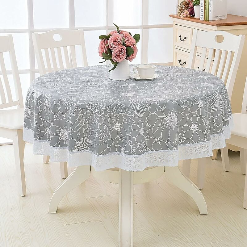 Nappe ronde, petites fleurs sur fond clair, 122-02