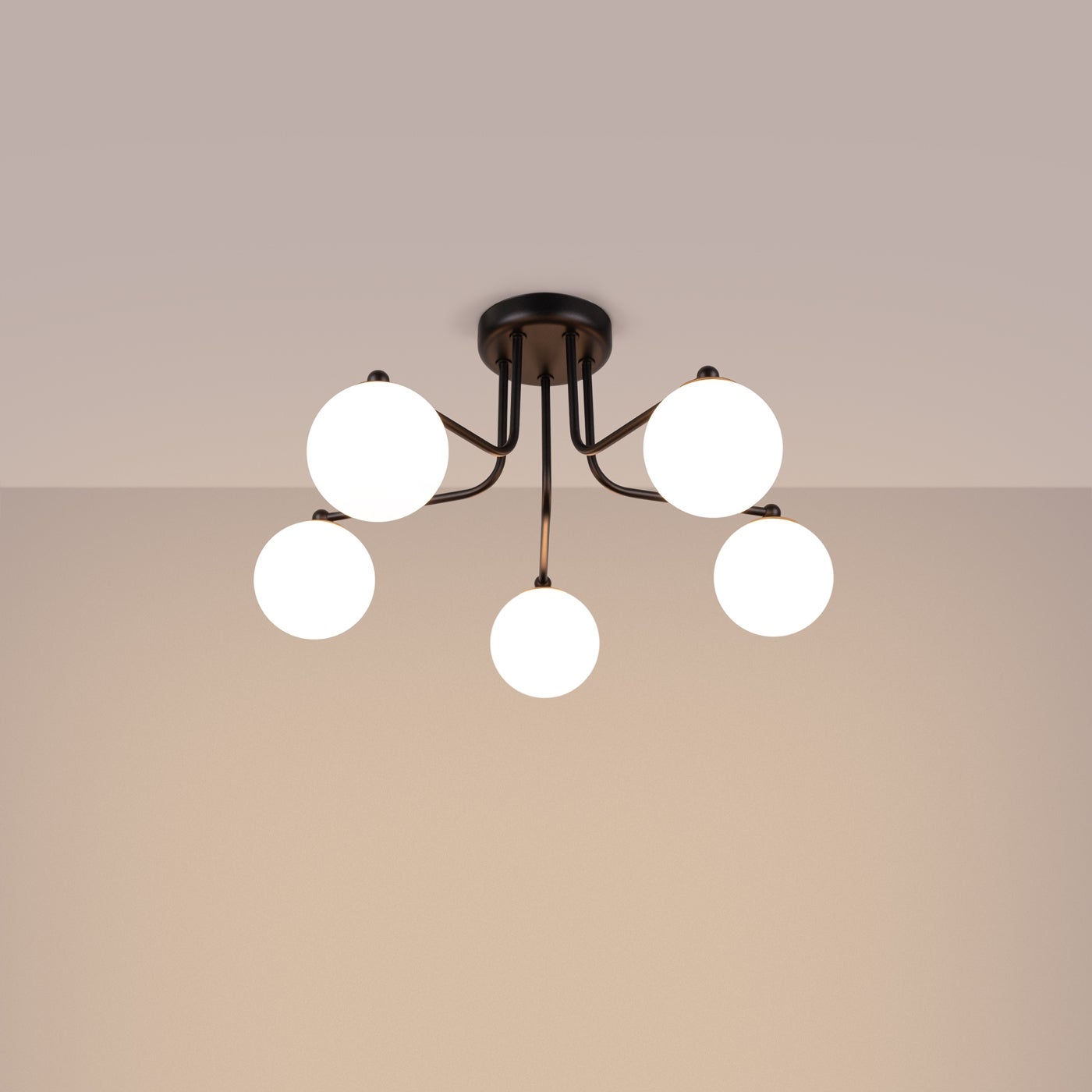 Żyrandol BEALY 5 czarny LED 3000K - 58x64x29cm Sollux