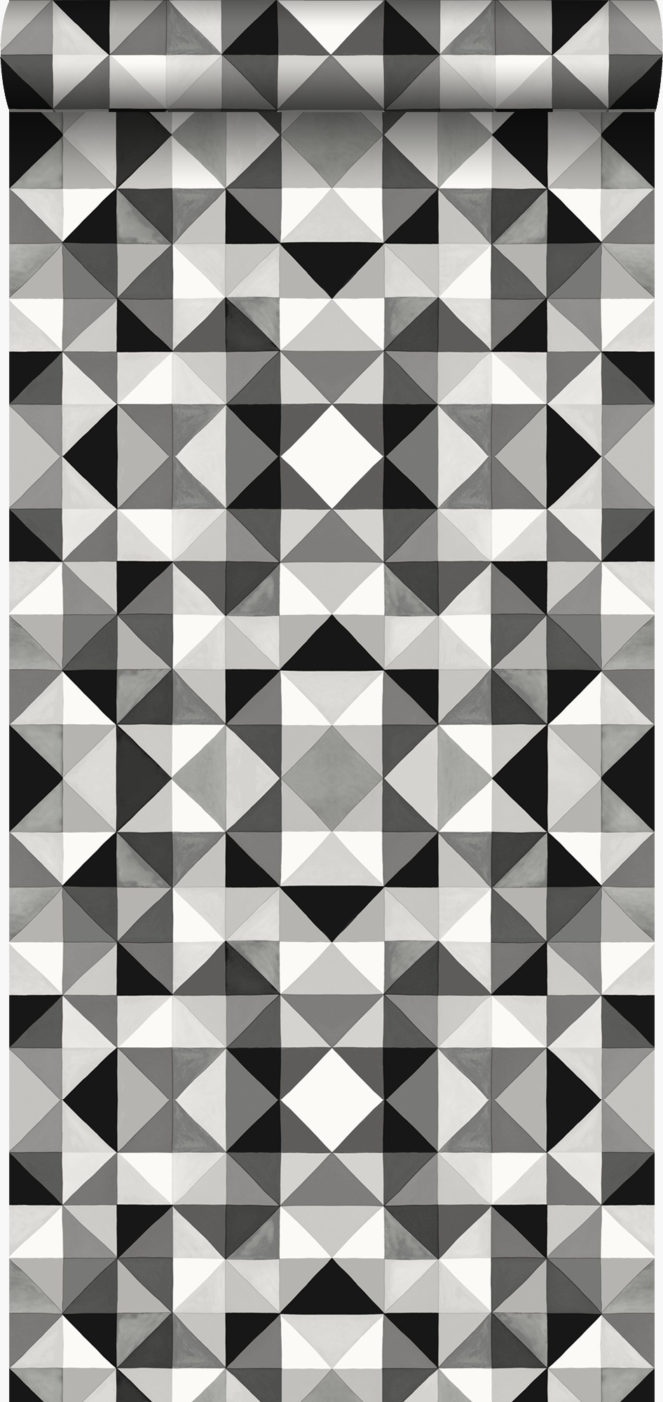 Papel pintado cubismo negro y blanco - 53 cm x 10,05 m - origin wallcoverings
