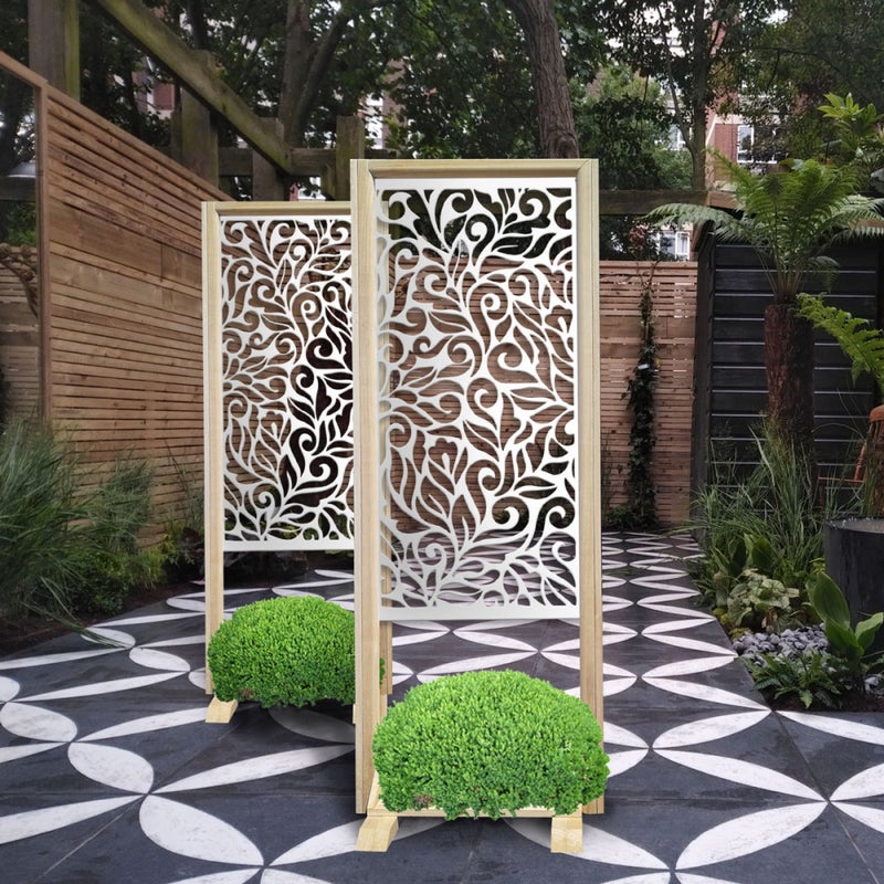 DECOR - Separè - Wolnostojący modułowy parawan - 70x190 cm - Wykonany z drewna i PVC, kolor wewnętrzny BIAŁY