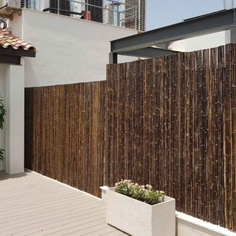 Ciemny bambusowy płot trzcinowy w rolkach 2,5Ø x 200 szer. x 100 wys. cm