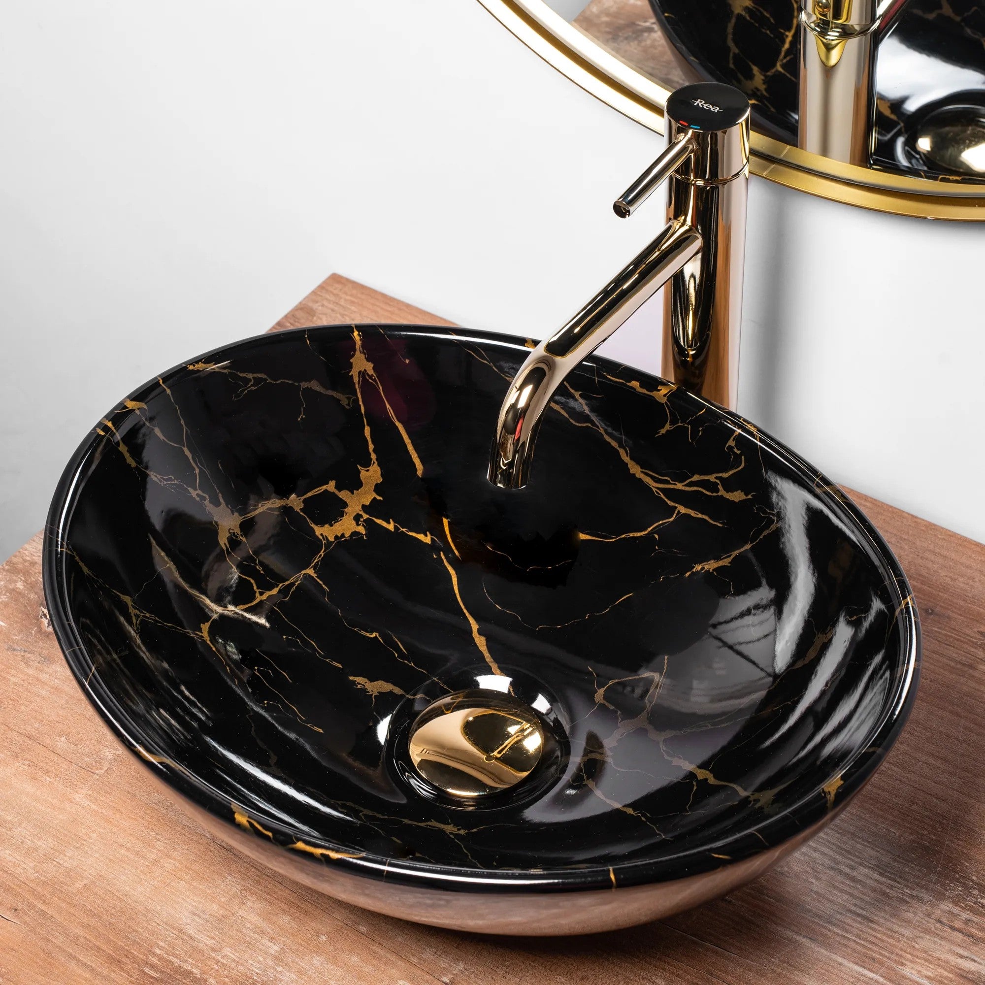 VASQUE À POSER REA SOFIA MARBLE SHINY BLACK 41X34,5X15CM - 5