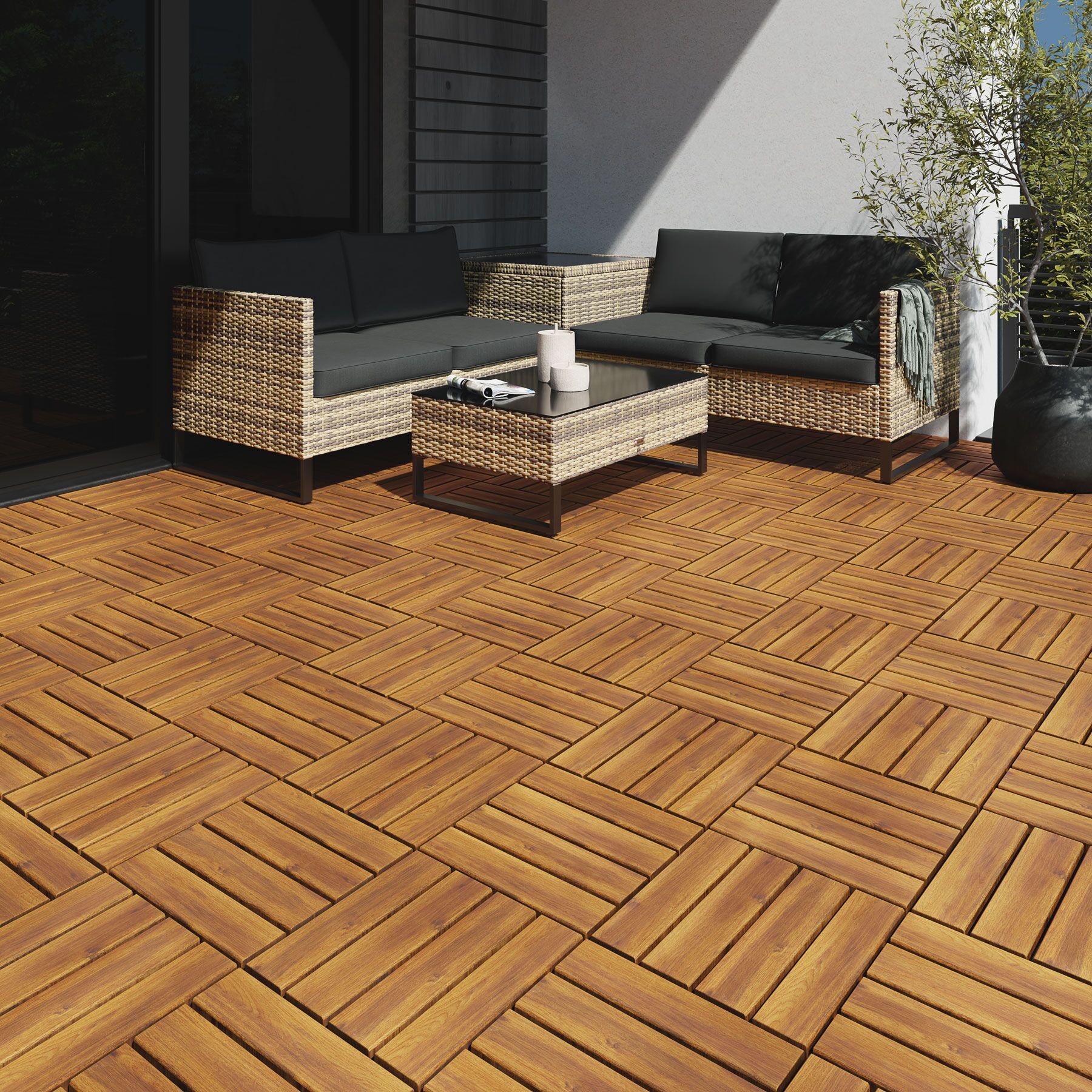 Dalles de terrasse TABULA 4 lames avec système d'encliquetage TECTAKE - 3