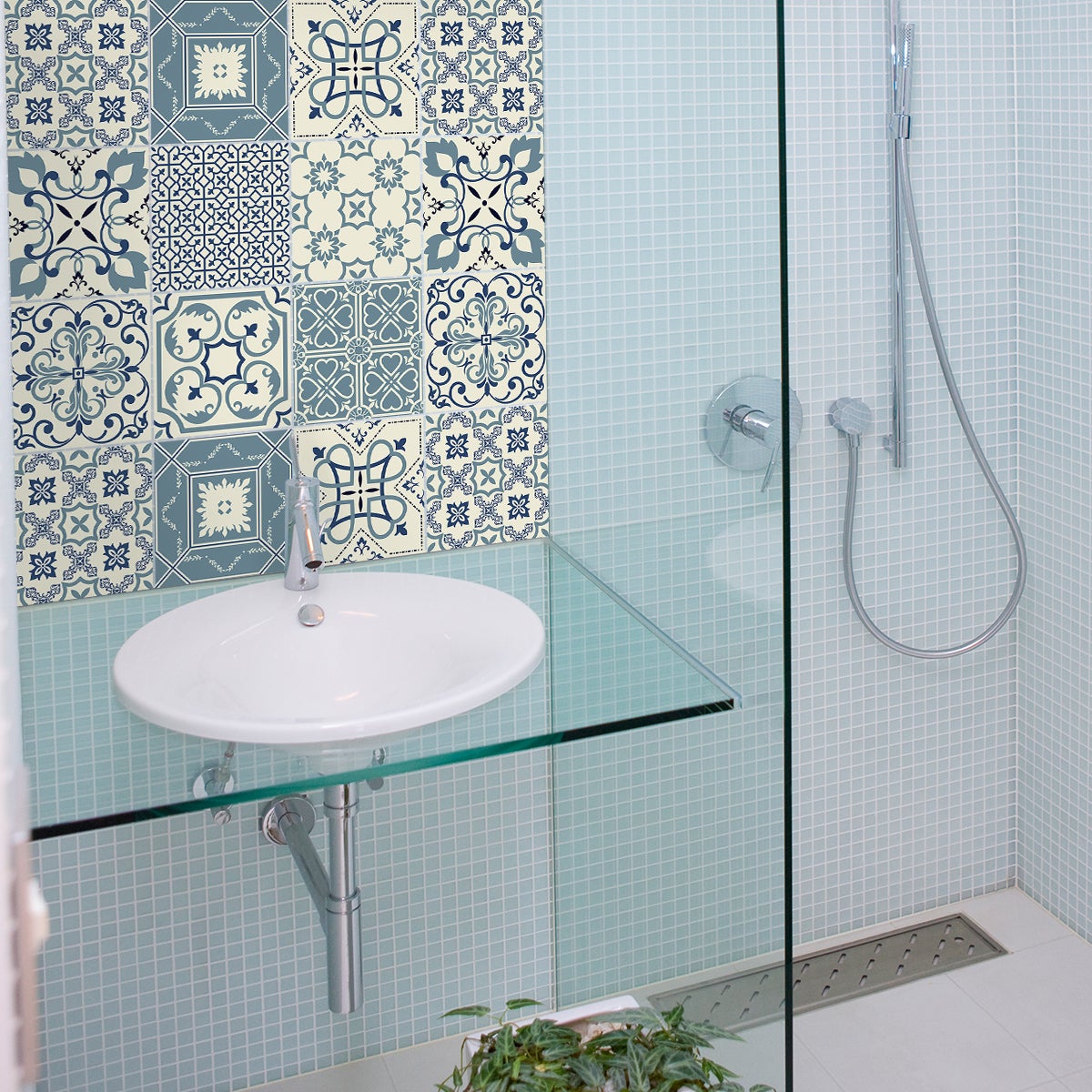 9 adesivi piastrelle di cemento azulejos Teo - Sticker adesivo - adesivi murali - 9stickers15x15cm - 4