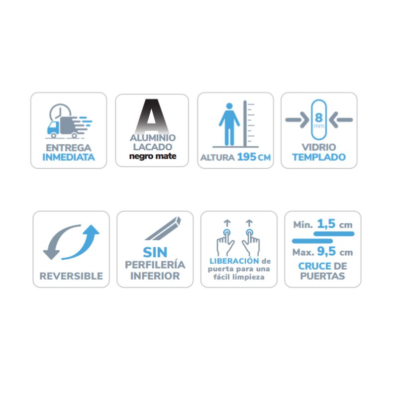 Paroi de douche frontale LUNA Noir Mat 152-156 cm – Verre fumé – Réversible – Trait. anticalcaire - 5