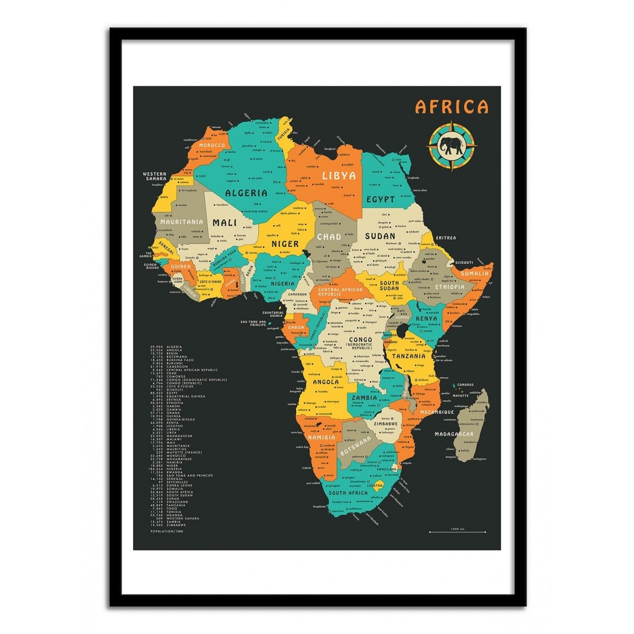 Art-Poster - Africa Map - Jazzberry Blue - 50 x 70 cm - 2