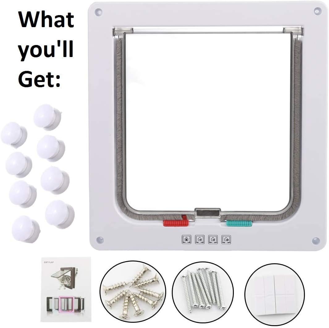 Chatière magnétique 4 voies – pour chien/chat – 24,5x28,5 cm – facile à installer, cadre réglable - 6