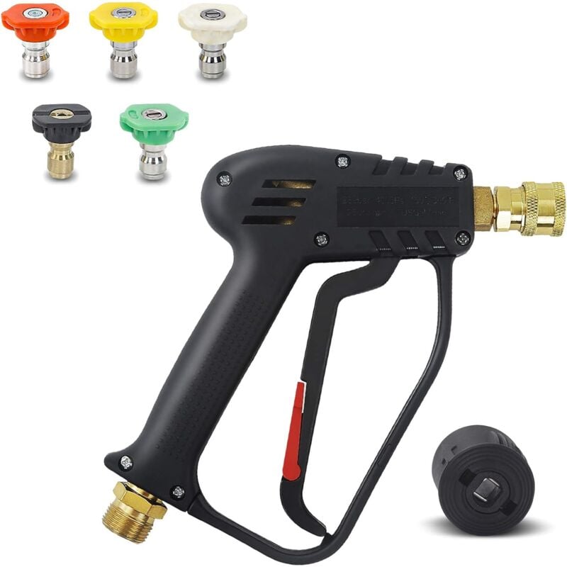 Pistolet do myjki wysokociśnieniowej, 4000 PSI, interfejs M22 (14 mm) i szybkozłącze Karcher z 5 dyszami do mycia samochodu