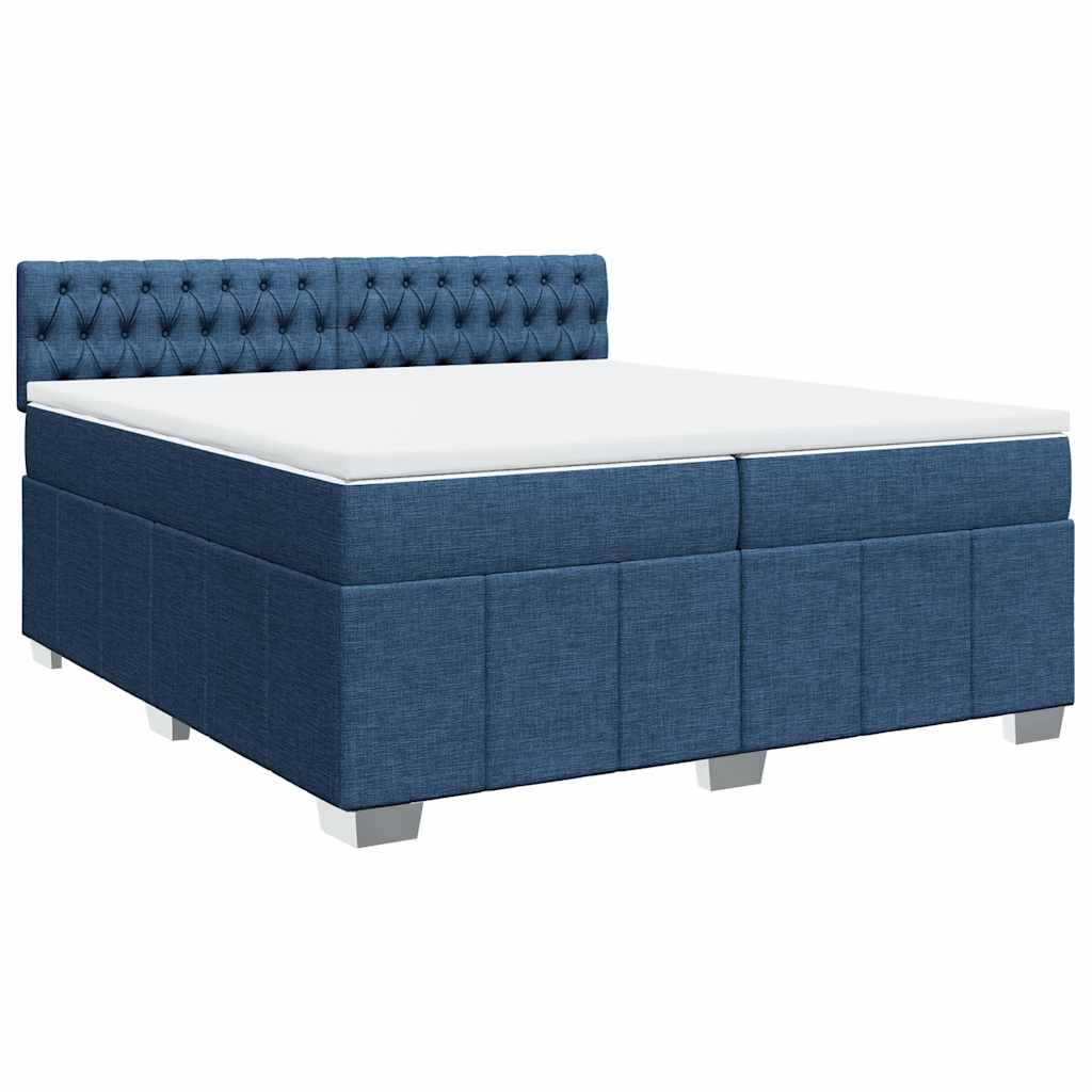 Maison Exclusive - Sommier à lattes de lit avec matelas Bleu 200x200 cm Tissu - 2