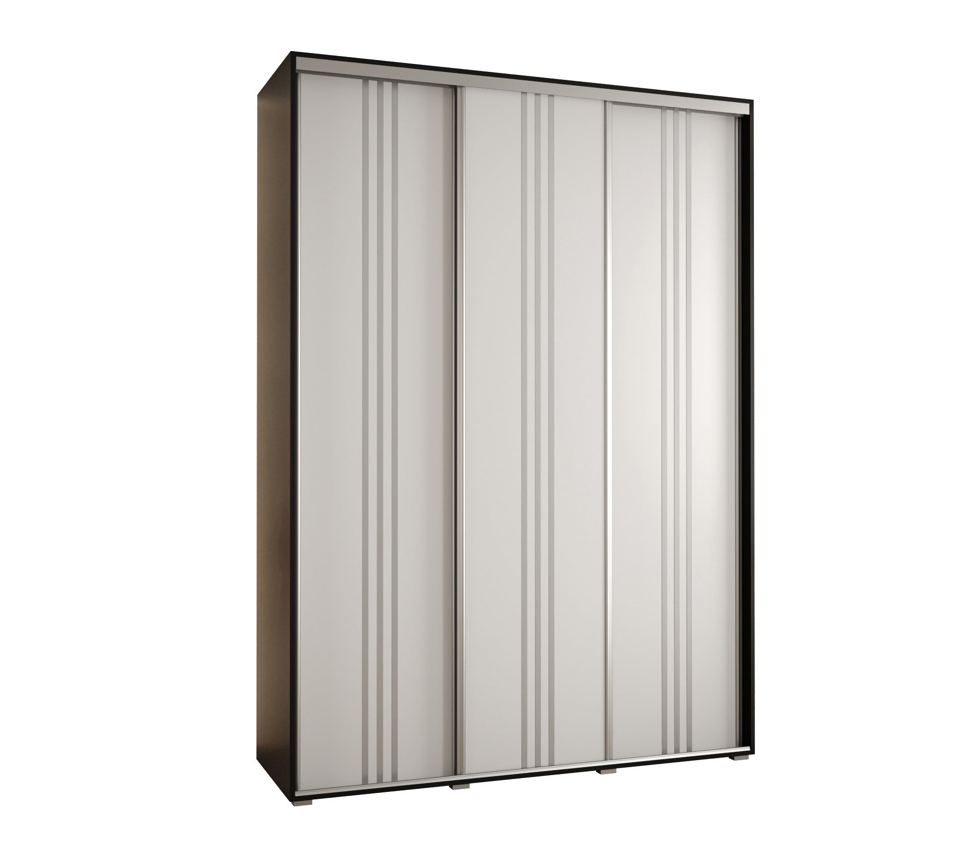 Szafa przesuwna wysoka Davos 6 180 x 60 x 235,2 cm czarny + biały + u. srebrny - Abiks Meble