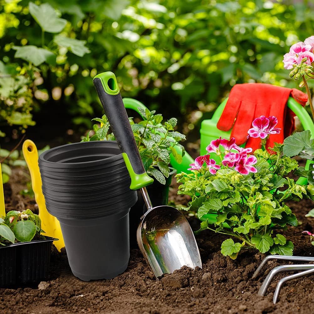 100Pièces 15CM Pot pour Semis,Pot de Fleurs Plastique Plante Exterieur,Pot Rempotage,Godets pour Semis Tomates,Noir - 8