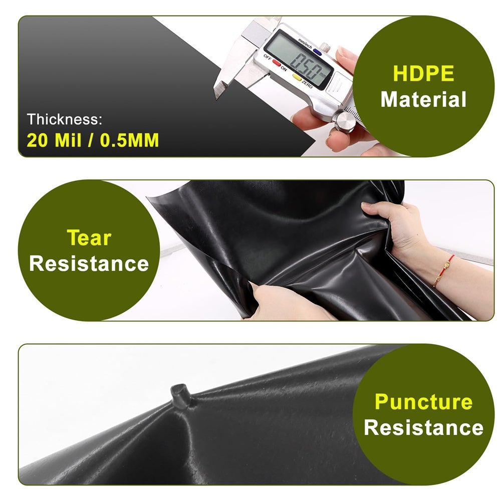 Bâche de bassin, bâches pour bassins extérieurs, bâche noire pour bassins à poissons koï, ruisseaux, fontaines et cascades de jardin 3 x 3 m - 3