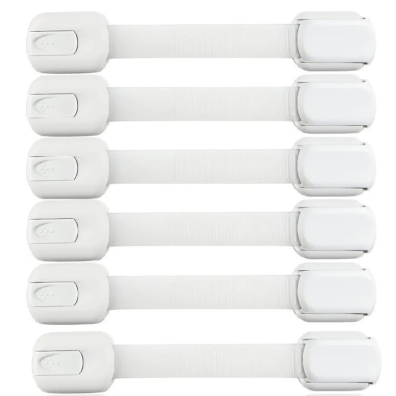 Confezione Da 6 Serrature Di Sicurezza Per Bambini, Regolabili, Facili Da Installare, Per Armadi, Cassetti, Frigorifero, WC, Colore Rosa - 4
