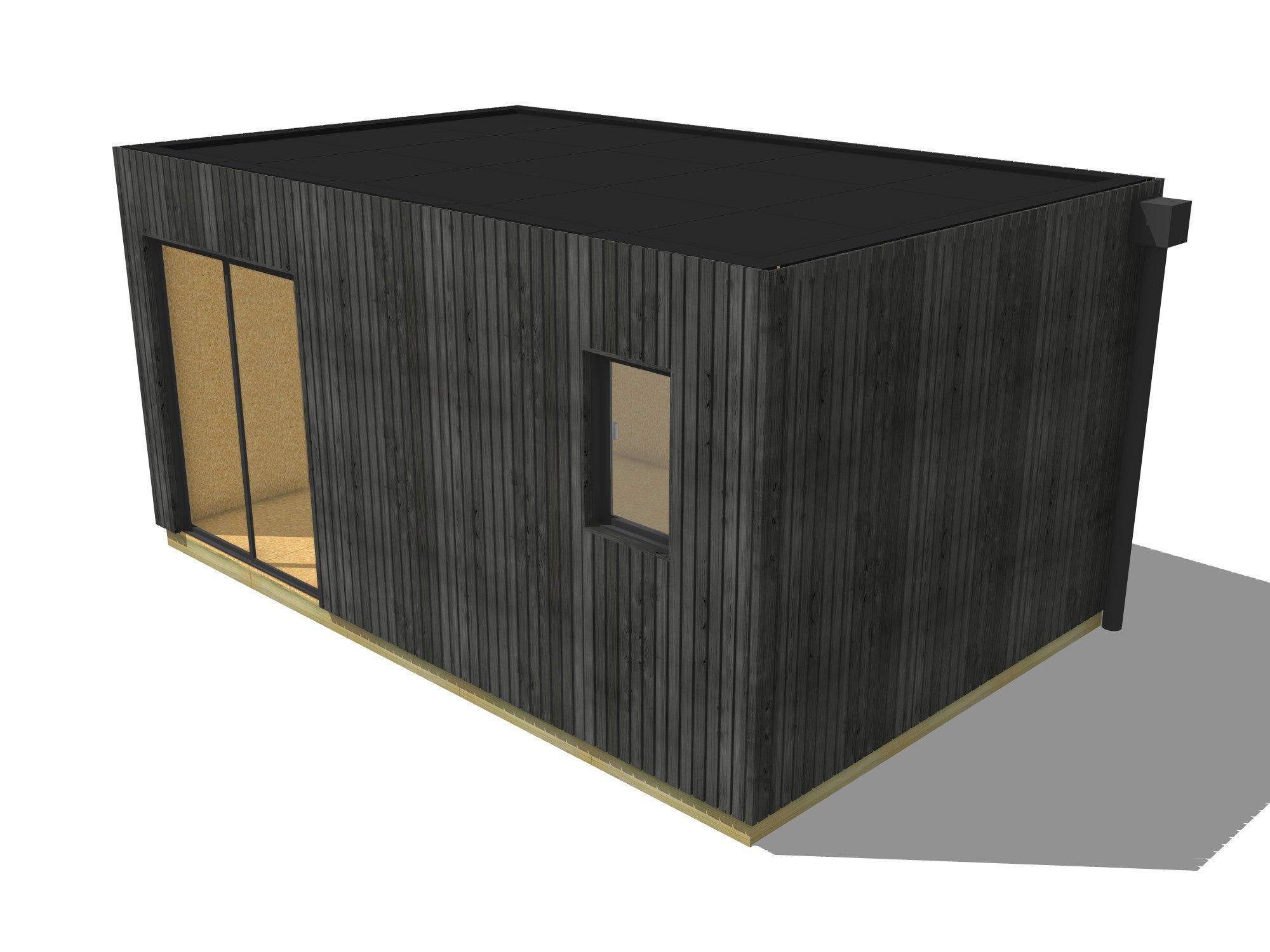 Studio de jardin ossature bois en bois 5,5 x 3,5 x 2,7 m avec plancher isolé / menuiseries alu k-line - 2