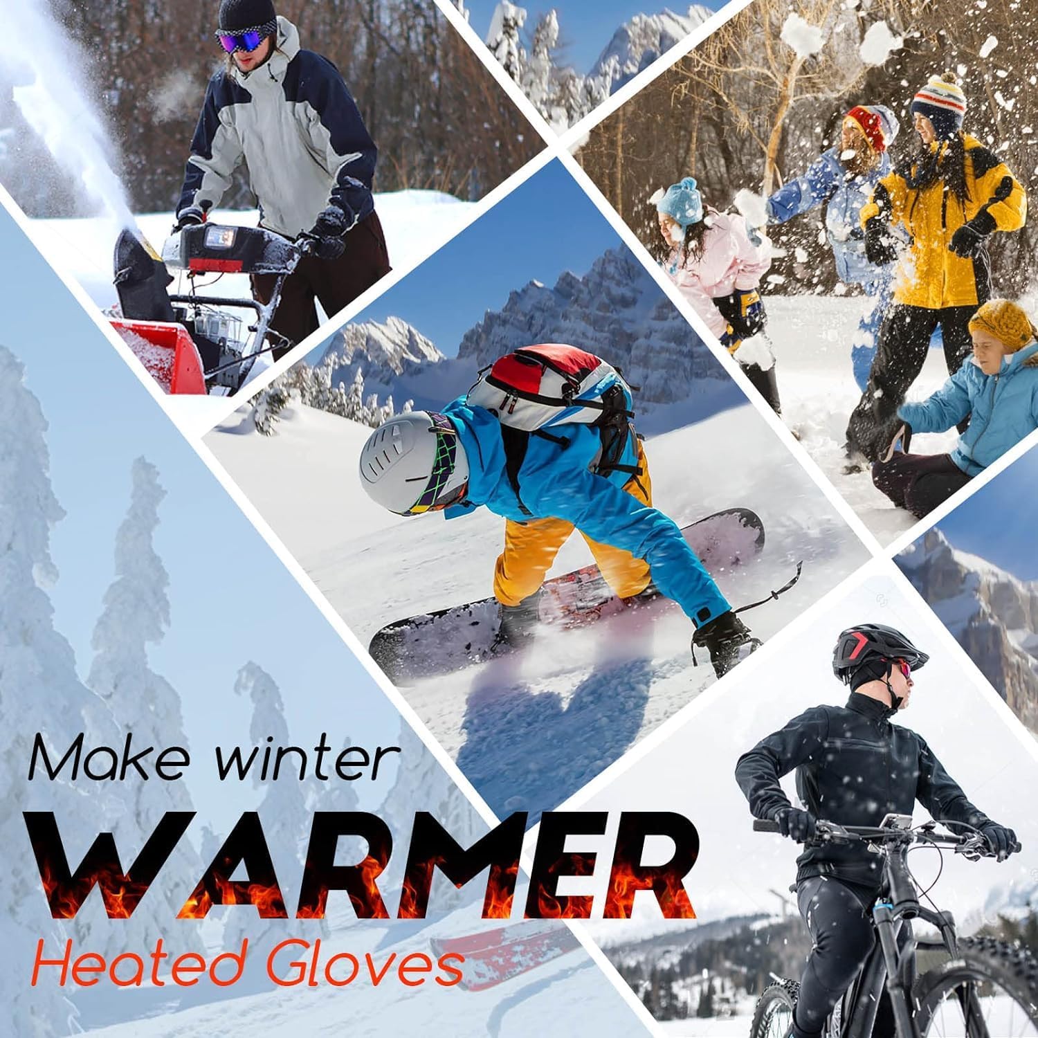 Gants chauffants USB pour hommes et femmes, écran tactile étanche d'hiver, adaptés aux motos, vélos, ski, patinage - 7