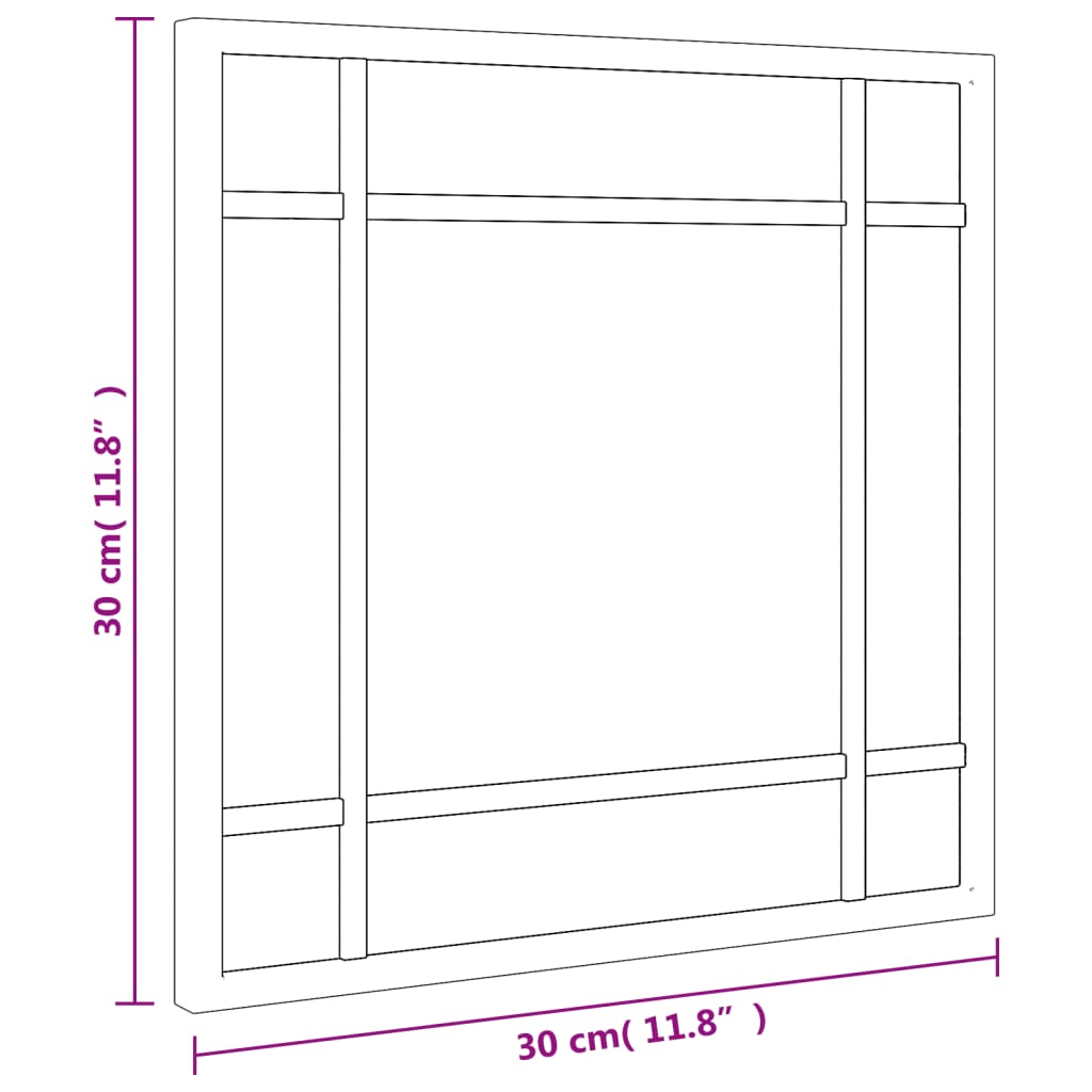 Miroir mural noir 30x30 cm carré fer - 6