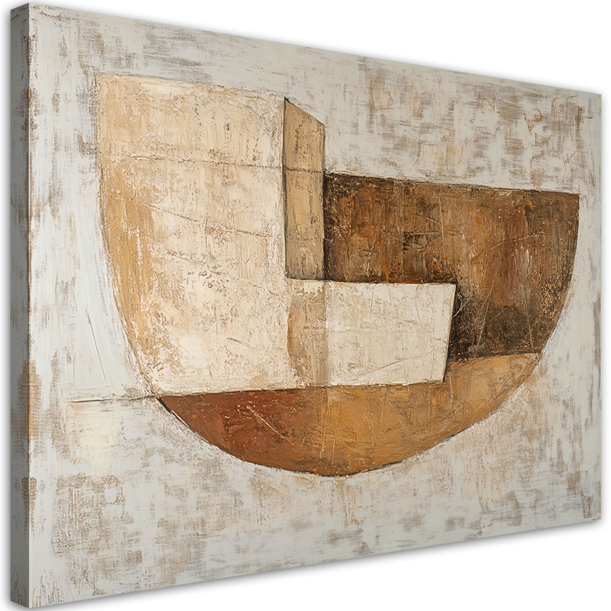 Obraz na płótnie, Beżowa Abstrakcja Kształ Loft 90x60
