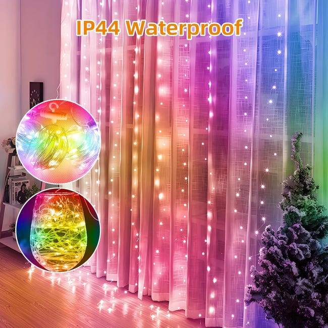 Luci Di Natale A Stringa 300 LED Colorate, 8 Modalità Di Illuminazione, Per Interni Ed Esterni, Impermeabili