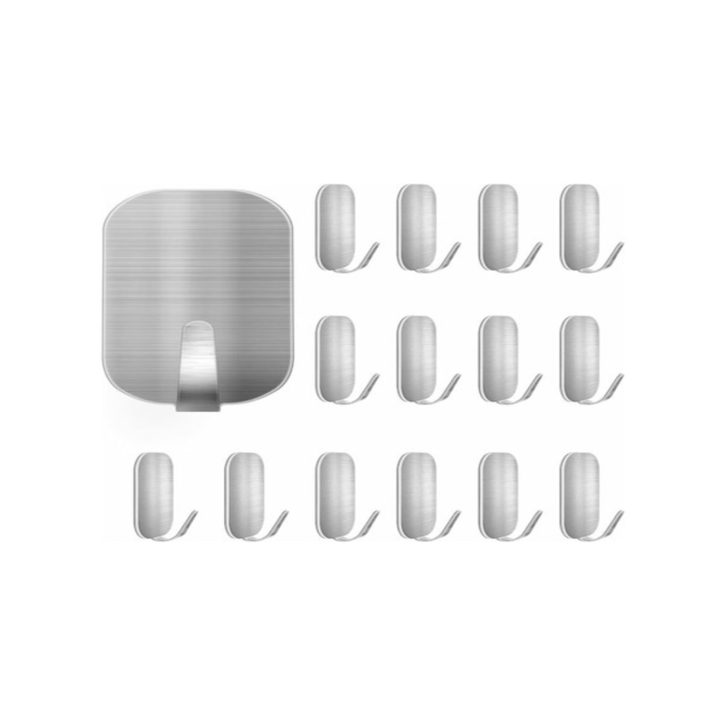 Ganchos autoadhesivos resistentes, paquete de 8 ganchos para toallas de baño sin clavos, ganchos adhesivos de metal para colgar abrigos, ropa, sombrero de ducha, ganchos para pegar en la pared