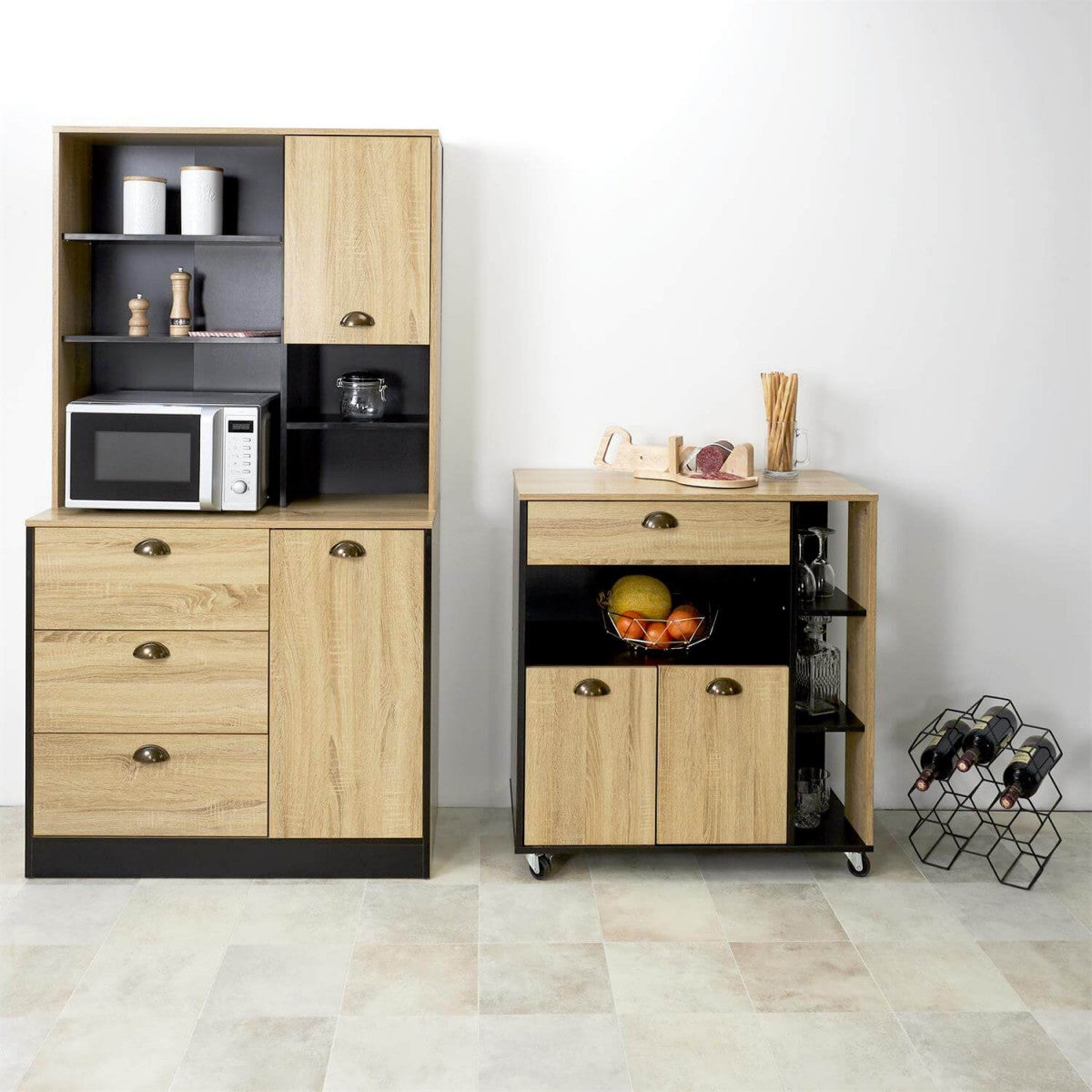 DINAJ - Buffet Vaisselier Multi-Rangement Aspect Bois - 4