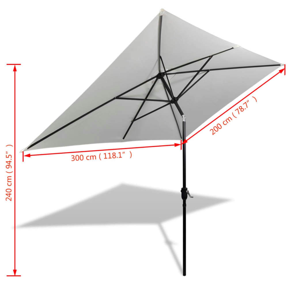 Parasol 200x300 Blanc sable Rectangulaire - 6
