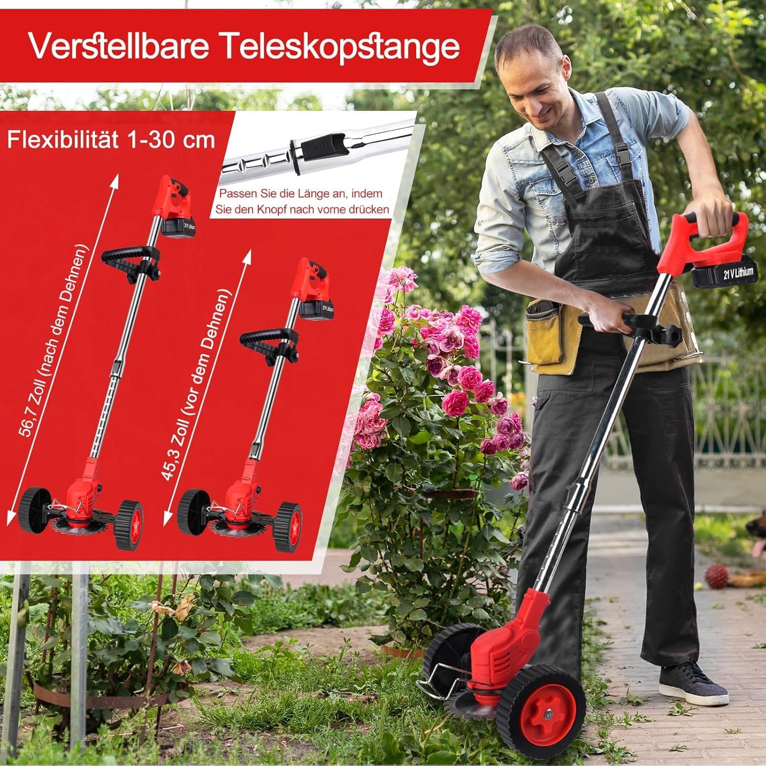 Débroussailleuse sans Fil 21V - Batterie 4000mAh, Légère et Silencieuse, 4 Types de Lames pour Jardinage - 6